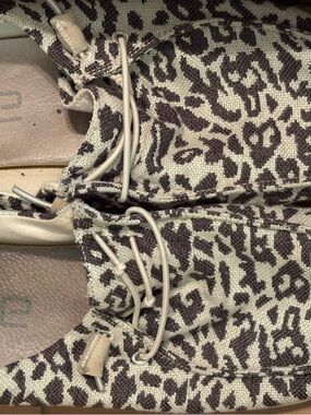 HEY DUDES Leopard Print Canvas Slip-On Flats - Neutral Tan & Dark Brown BLACK